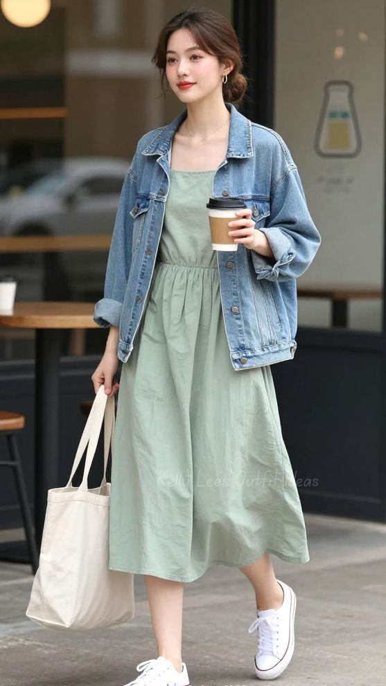 . Denim Jacket + Midi Dress