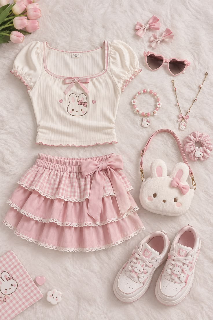 Idées de tenues kawaii mignonnes | Mode esthétique lapin rose