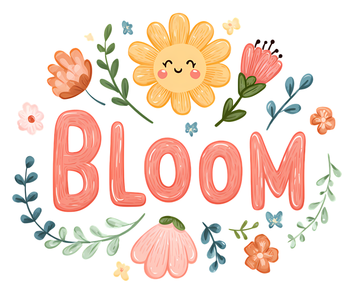 Графика с цветочным словом BLOOM