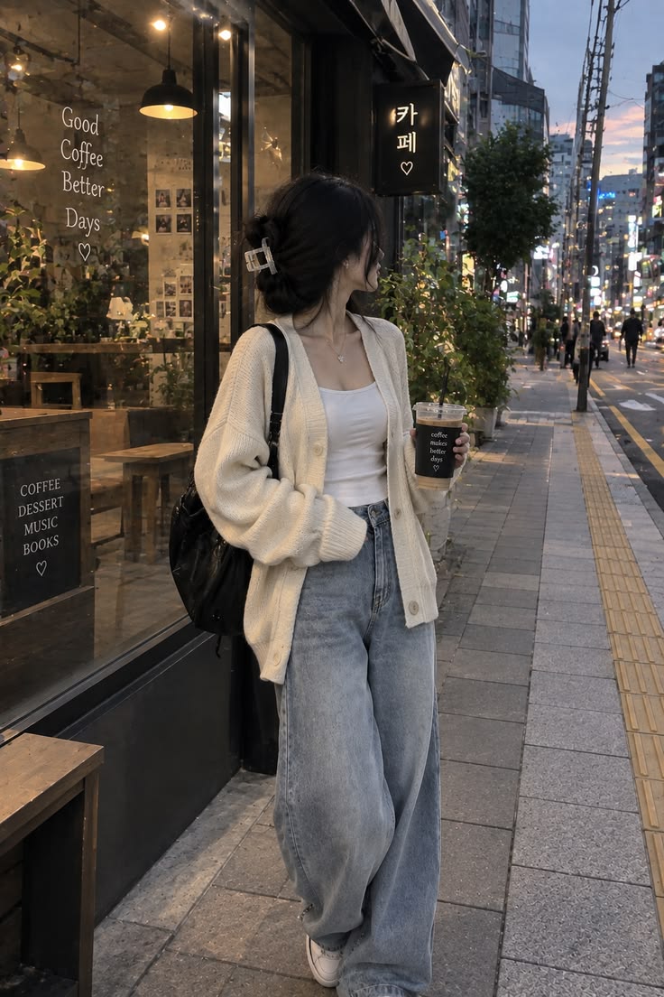 Look café coréen décontracté 🇰🇷☕ | street style quotidien