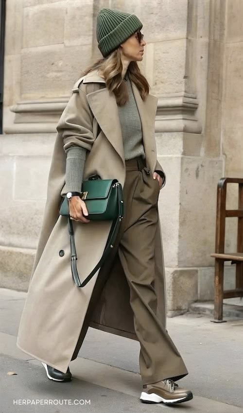 Cozy Khaki Coat: Chic Winter Layering