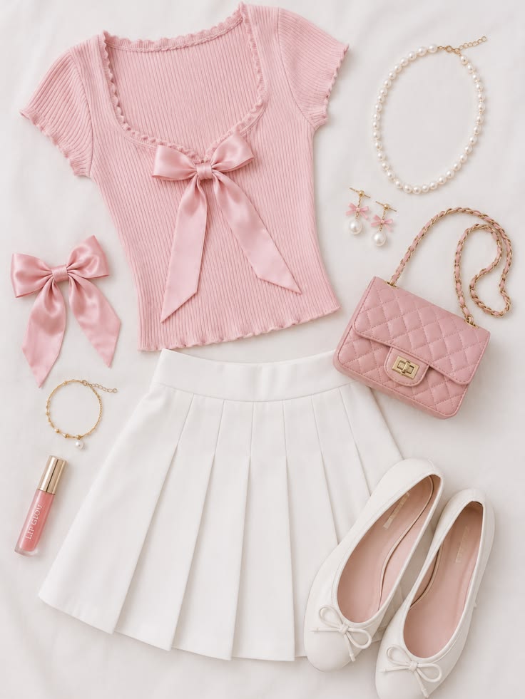 Estetica outfit coquette rosa 🎀