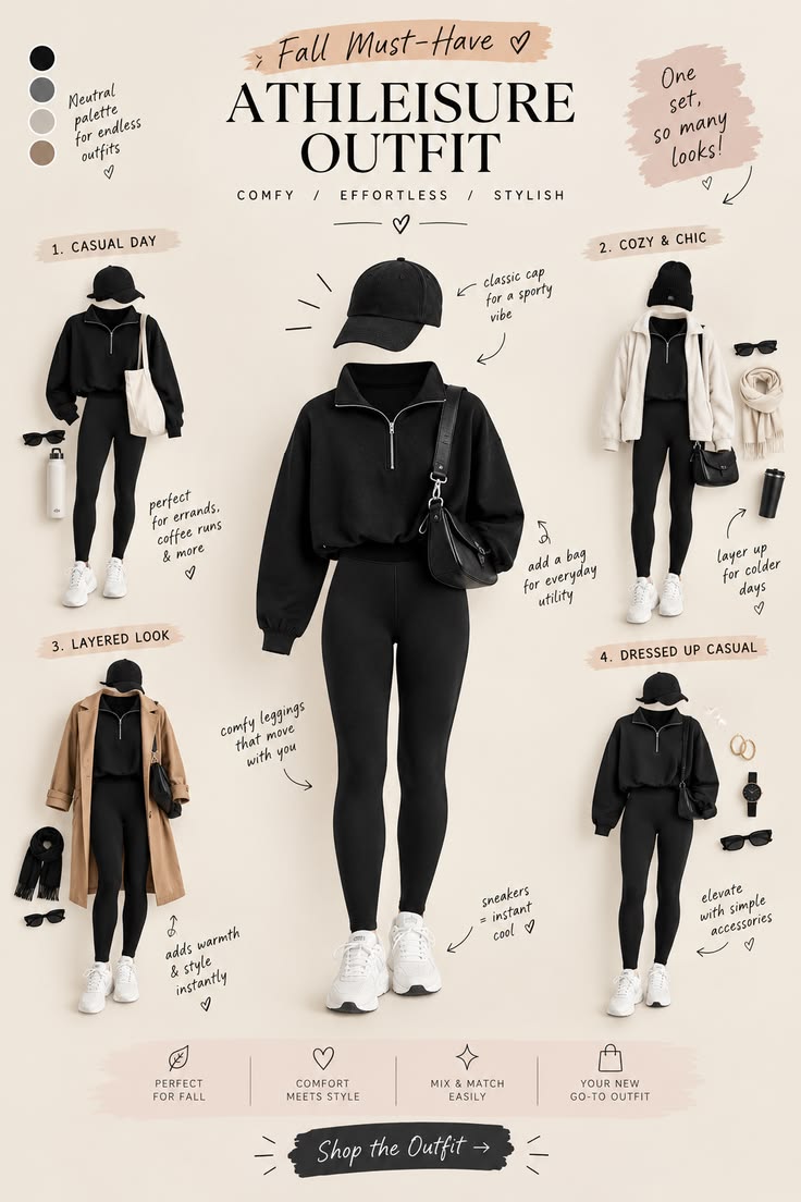 Un ensemble athleisure, quatre façons de le porter : la tenue capsule d’automne ultime