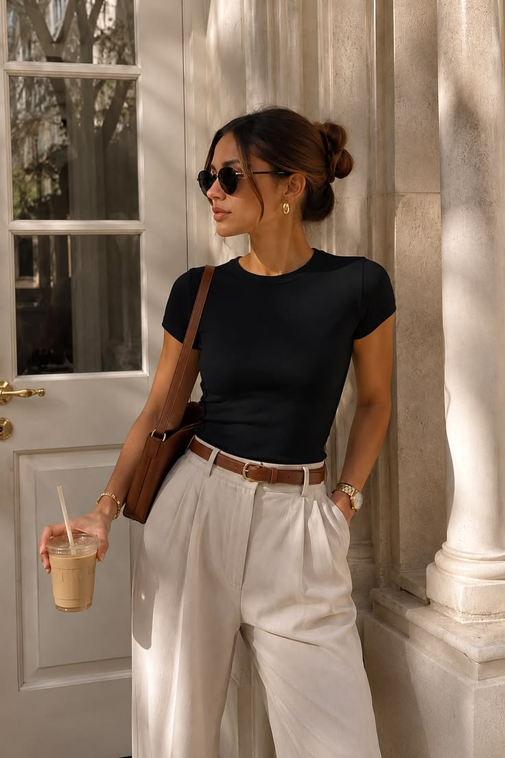 Black Fitted Top Outfit for the Old Money Trend ✨ Save Now for Chic Summer Style