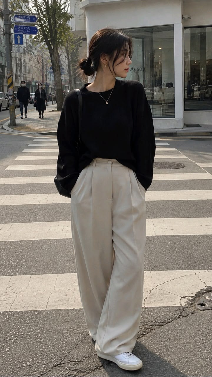 Style de rue coréen sans effort | Tenue casual minimaliste