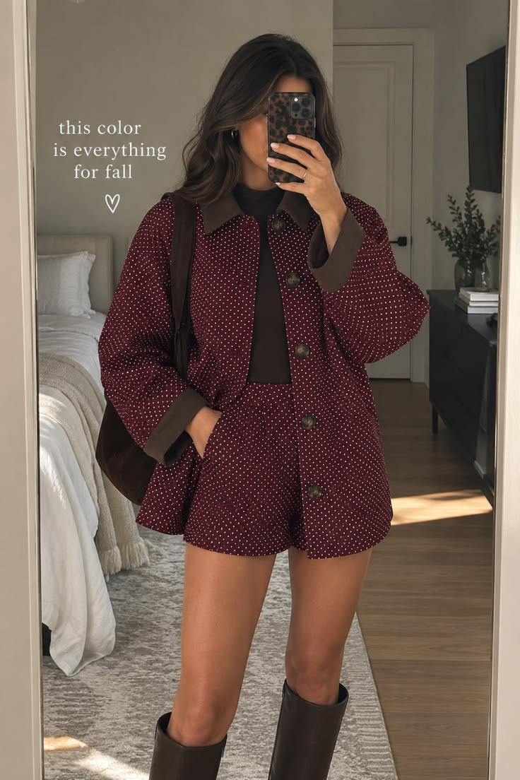 Conjunto coordinado burdeos para otoño
