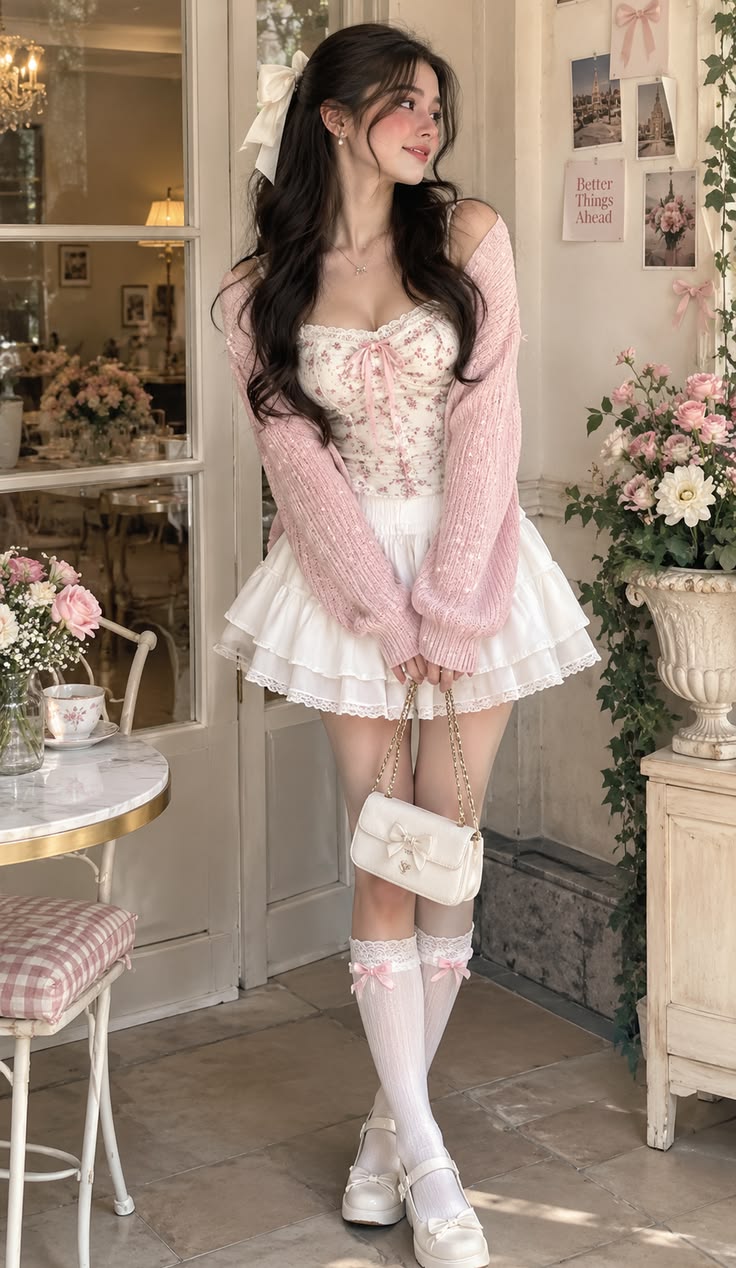 美学洛可可少女风时尚穿搭|柔粉色女性化风格