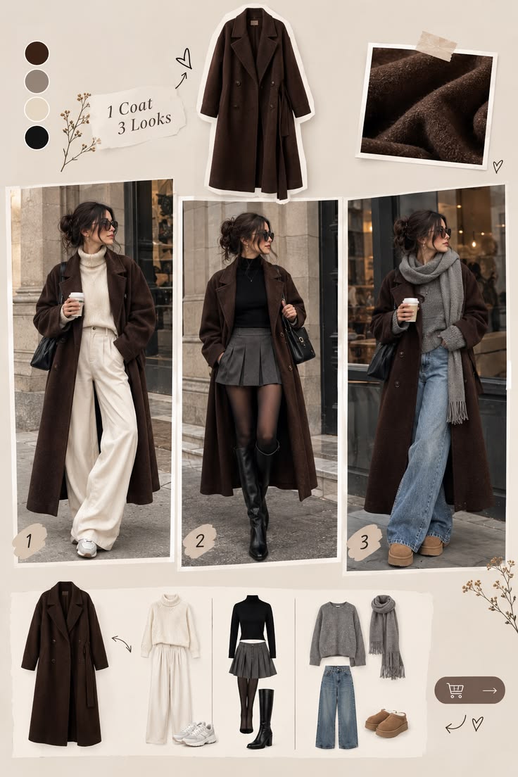 1 Coat, 3 Winter Outfits 🤎