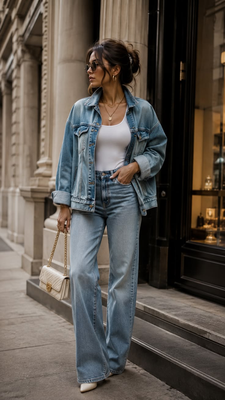 Tenue denim luxe | Look denim chic pour femmes