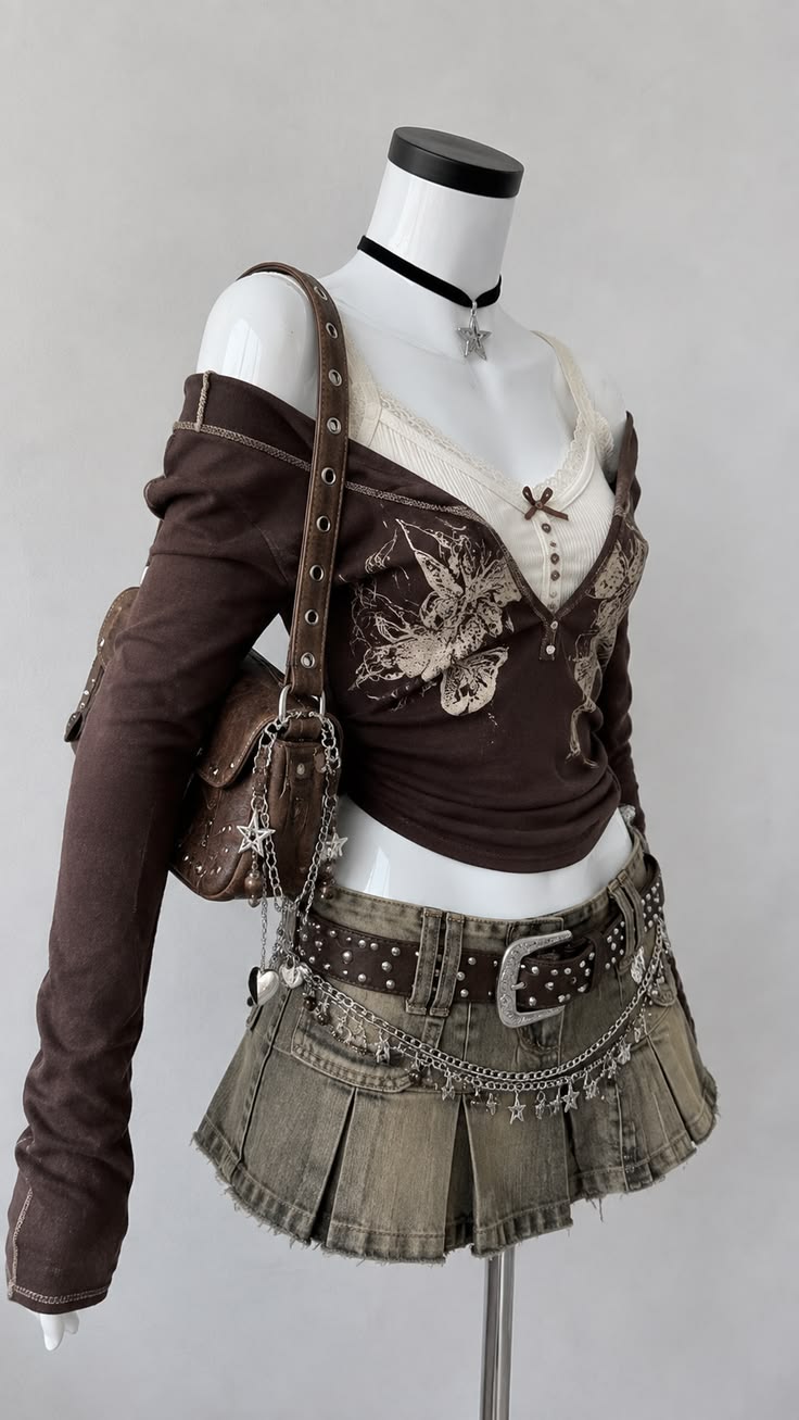 Tenue Y2K grunge papillon moka 🦋🤎