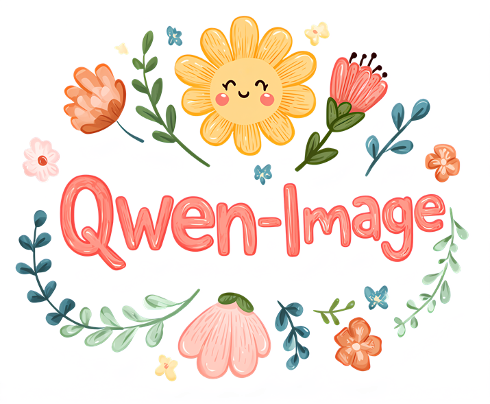 Цветочный текст с заменой надписи на Qwen-Image