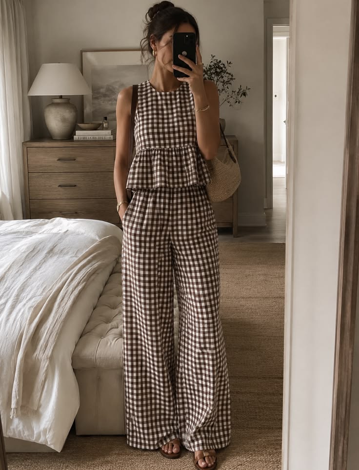 Brown Gingham Lounge Set 🤎 | The Quiet Luxury Outfit That Looks Designer