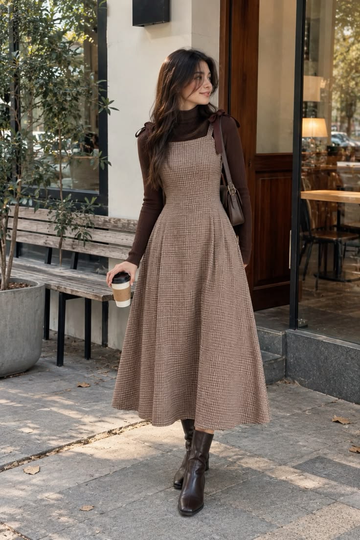 🤎 Brown Winter Dress Outfit