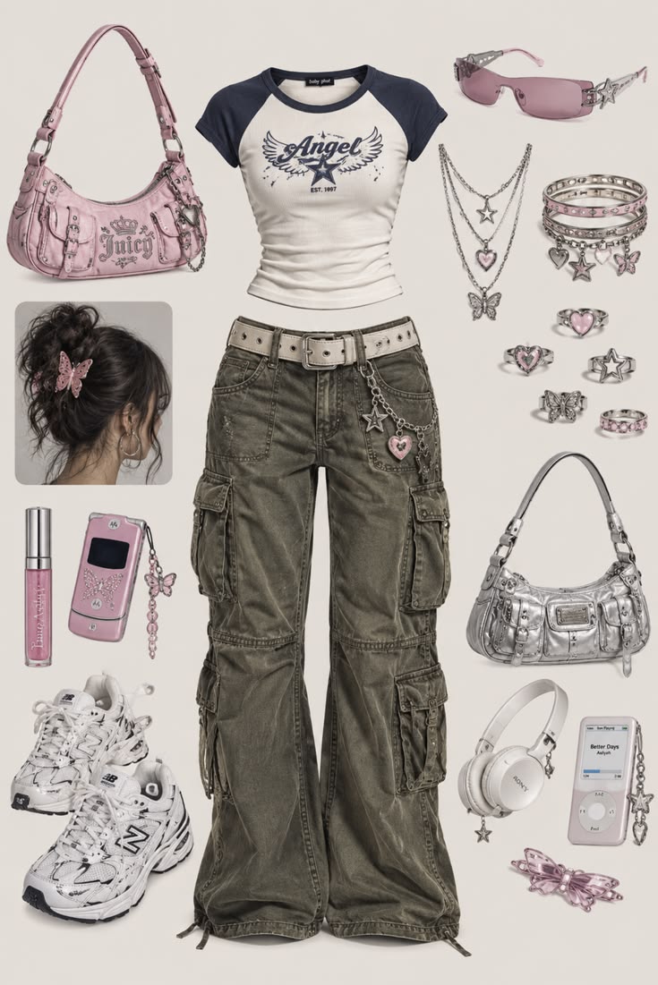 Tenue pantalon cargo Y2K ✦ inspiration mode streetwear années 2000